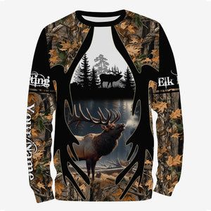 Best Elk Hunting Camouflage Custom Name Shirts for Hunters, Personalized Hunting Shirts FSD1812