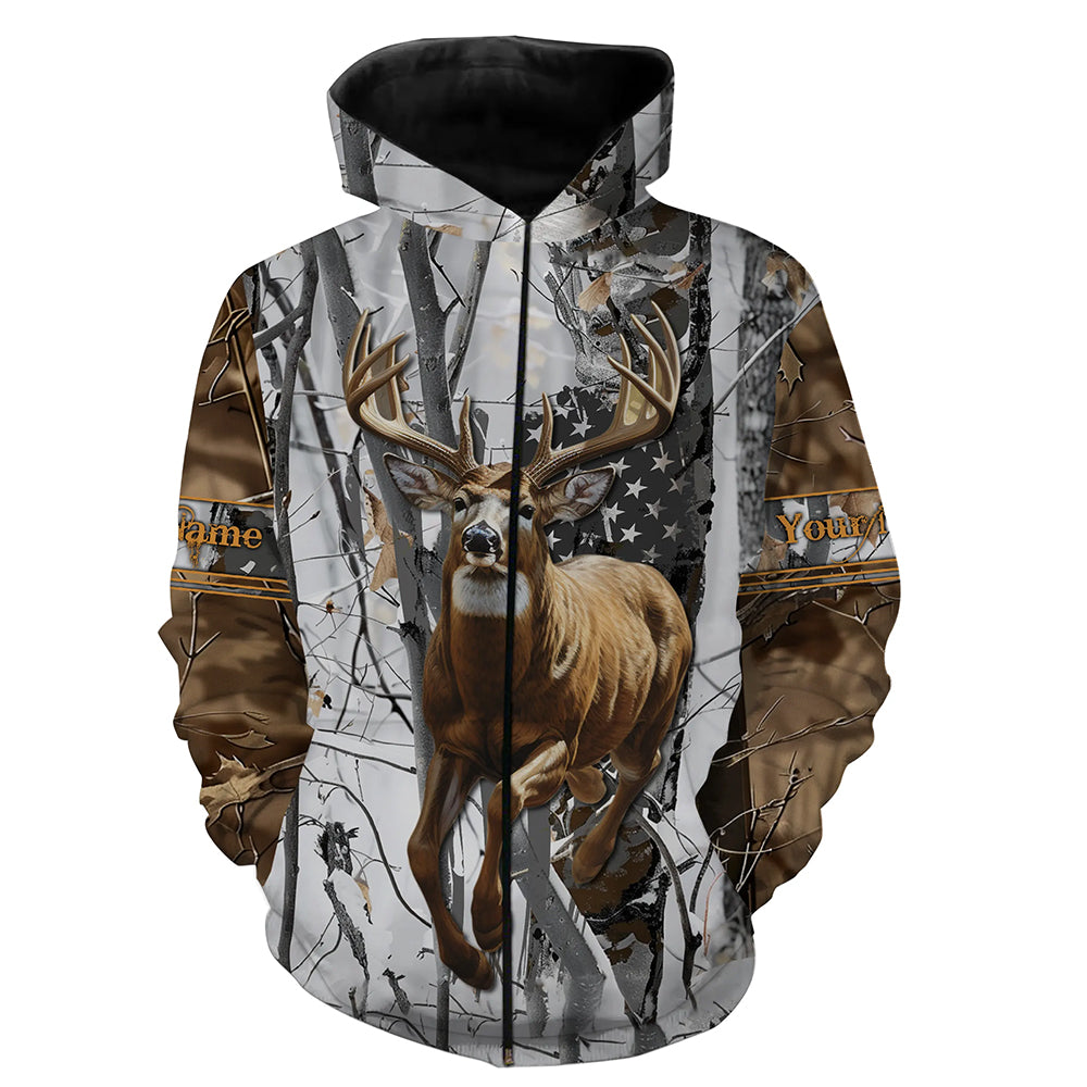 Deer Buck American Flag Custom Name 3D All over printed Shirts, Deer Hunting Shirt, Personalized Hunting Gifts - FSD2987