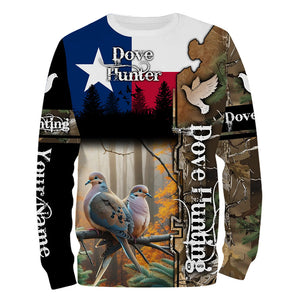 Texas Dove hunting Texas flag camo Custom Name all over print shirts, Bird hunting gifts FSD3355