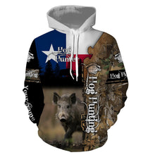 Load image into Gallery viewer, Wild Hog Hunting Texas Flag Camo Custom Name Shirts, TX Hog hunting shirt for hunter FSD332