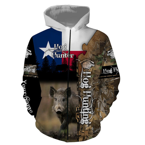 Wild Hog Hunting Texas Flag Camo Custom Name Shirts, TX Hog hunting shirt for hunter FSD332