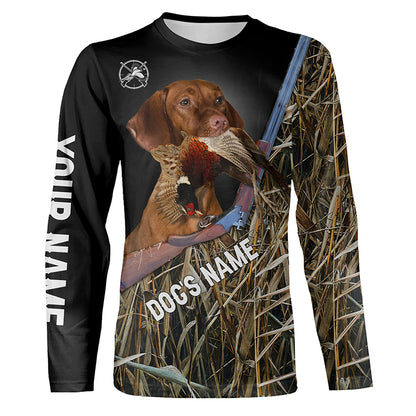 Vizsla Pheasant hunting Upland Game dogs Camo Custom Name all over print Shirts, Hoodie - FSD3811
