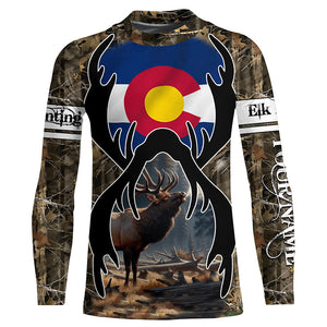 Elk hunting Colorado flag custom Name camo all over print Shirts, Personalized gifts for hunter FSD1556