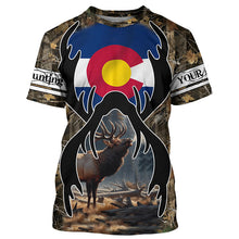 Load image into Gallery viewer, Elk hunting Colorado flag custom Name camo all over print Shirts, Personalized gifts for hunter FSD1556