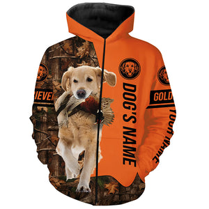 Pheasant Hunting with Dog Golden Retriever customize Name Shirts for Bird Hunter, Retriever shirt FSD4035