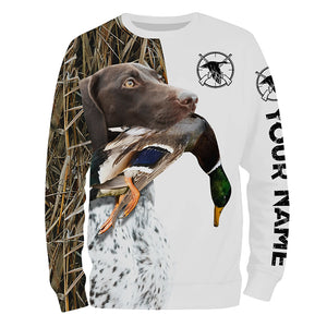 Duck Hunting With Dog GSP German Shorthaired Pointer Customize Name All Over Printed Shirts - Personalized Hunting Gifts  FSD2212