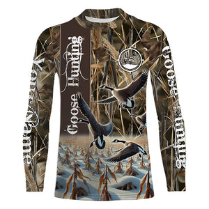 Goose Hunting Waterfowl Camo custom Name Shirts, Goose hunting shirt, gift for Hunter FSD186