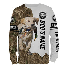 Load image into Gallery viewer, Duck Hunting with Labrador Retriever Dog Custom Name Camo Full Printing Shirts, Yellow Lab Hunting Partner FSD2670