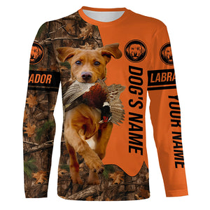 Pheasant Hunting with Dog Fox red Labs Customize Name Shirts for Bird Hunter, pheasant hunter FSD4036