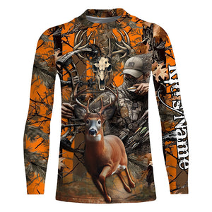 Deer Bow Hunting Orange camouflage Custom Name Shirts, Personalized Deer Hunting Clothes FSD352