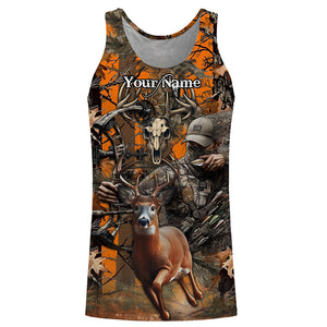 Deer Bow Hunting Orange camouflage Custom Name Shirts, Personalized Deer Hunting Clothes FSD352