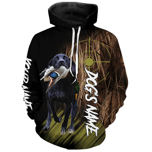 Black GSP German Shorthaired Pointer Custom Name Hunting Dog Shirts for Hunter, Gifts for Hunters FSD4583