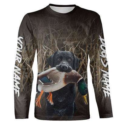 Duck Hunting Waterfowl Camo Black Labrador Retriever Dog Shirts, Personalized Duck Hunting clothes FSD4534
