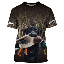 Load image into Gallery viewer, Duck Hunting Waterfowl Camo Black Labrador Retriever Dog Shirts, Personalized Duck Hunting clothes FSD4534