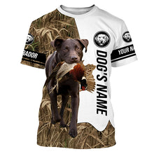 Load image into Gallery viewer, Pheasant Hunting with Chocolate Labrador Retriever Dog Custom Name Camo Full Printing Shirts, Chocolate Lab Best Hunting Dog FSD2677