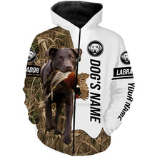 Load image into Gallery viewer, Pheasant Hunting with Chocolate Labrador Retriever Dog Custom Name Camo Full Printing Shirts, Chocolate Lab Best Hunting Dog FSD2677