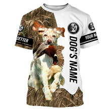 Load image into Gallery viewer, Pheasant Hunting with Llewellin English Setter Dog (Orange belton) Custom Name Camo Full Printing Shirts, Hoodie FSD2683