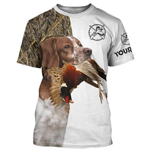 Load image into Gallery viewer, Pheasant Hunting With Dog Brittany Spaniel Custom Name All Over Printed Shirts - Personalized Hunting Gifts FSD1917