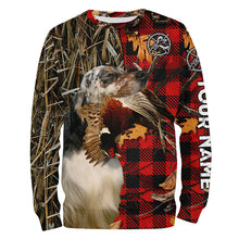 Load image into Gallery viewer, Llewellin English Setter Pheasant Hunting Dog Red Plaid Camo Shirts, Christmas Hunting Gifts FSD4244