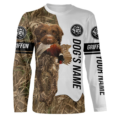 Pheasant Hunting With Griff Dog Wirehaired pointing griffon Custom Name All Over Print Shirts FSD3599