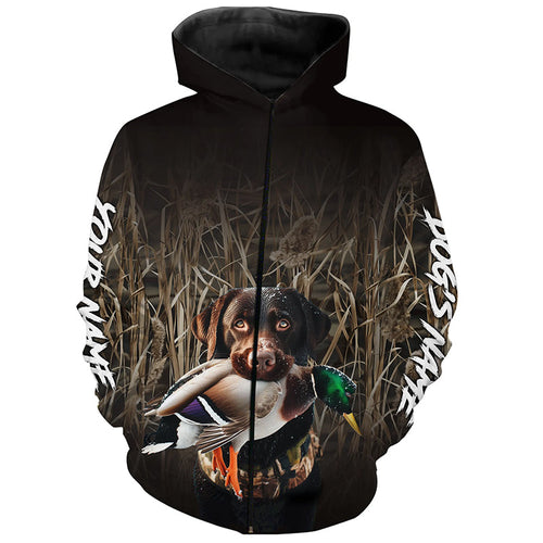 Duck Hunting Waterfowl Camo Chocolate Labrador Dog Hunting Shirts, Personalized Duck Hunting clothes FSD4539