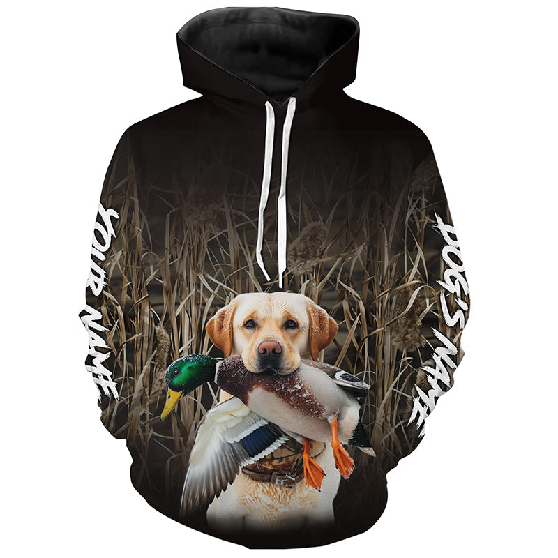 Duck Hunting Waterfowl Camo Yellow Labrador Retriever Dog Shirts, Personalized Duck Hunting clothes FSD4541