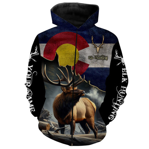 Elk Hunting Colorado flag Custom Name Shirts, CO Elk Hunting Shirt, Gifts for Hunter FSD230