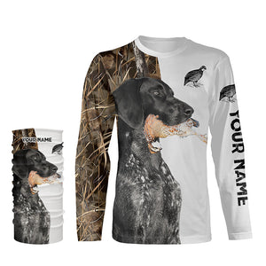 Quail Hunting with Black German Shorthaired Pointer GSP Custom Name Camo Full Printing Shirts FSD3607