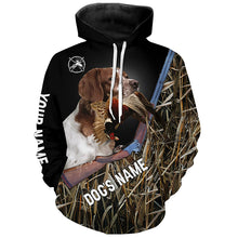 Load image into Gallery viewer, Brittany Dog Pheasant Hunting custom Name T-shirt, Long sleeves, Hoodie for Upland Bird Hunters FSD3917