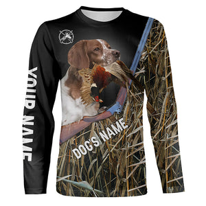 Brittany Dog Pheasant Hunting custom Name T-shirt, Long sleeves, Hoodie for Upland Bird Hunters FSD3917