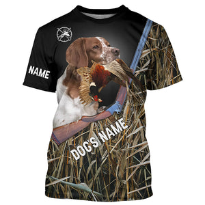 Brittany Dog Pheasant Hunting custom Name T-shirt, Long sleeves, Hoodie for Upland Bird Hunters FSD3917