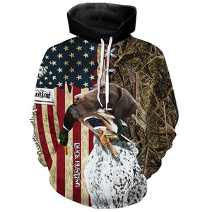 German Shorthaired Pointer Hunting Bird Dog Duck Hunter American flag full printing shirt, Hoodie FSD3261