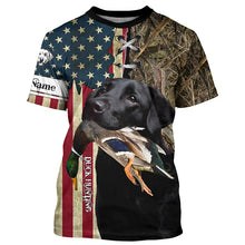 Load image into Gallery viewer, Black Labrador Retriever Hunting Bird Dog Duck Hunter American flag full printing shirt, Hoodie FSD3263