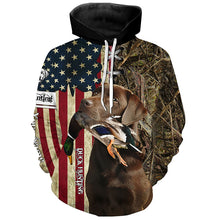 Load image into Gallery viewer, Chocolate Labrador Retriever Hunting Bird Dog Duck Hunter American flag full printing shirt, Hoodie FSD3264