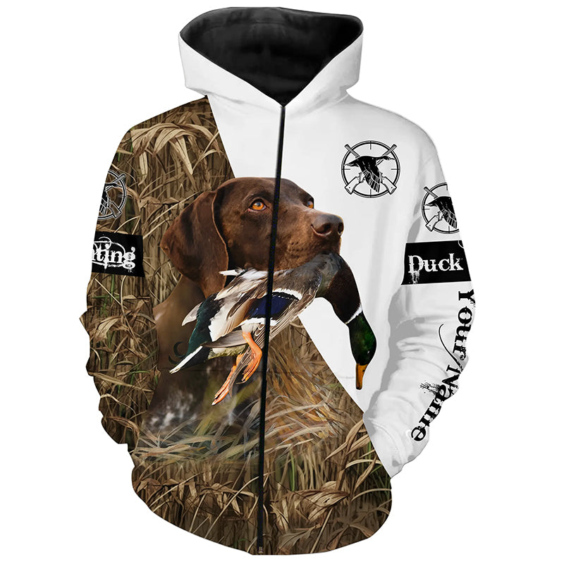 Duck hunting with dog german shorthaired pointer Custom Name 3D All over print Shirt, Hoodie Personalized gifts ideas for Duck hunter FSD2712