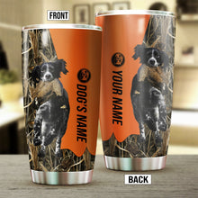 Load image into Gallery viewer, Black and white English Setter Birds &amp; Deer shed Hunting Dog Custom name Stainless Steel Tumbler Cup FSD4330