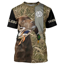 Load image into Gallery viewer, Chocolate Labrador Retriever Duck Hunting with Dog Waterfowl Camo Custom Name All Over Printed Shirts, Personalized Gifts FSD2583