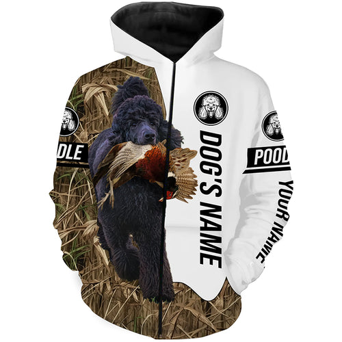 Pheasant Hunting with Poodle Dog Custom Name Camo Full Printing Shirts, Personalized hunting gifts FSD3889