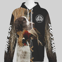 Load image into Gallery viewer, English Springer Spaniel Hunting Dog Custom Name Hoodie Shirt for Hunter FSD4689