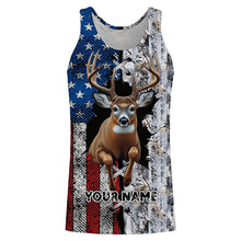 Load image into Gallery viewer, Deer Hunting American flag snow winter camo Custom name Shirts, Deer Hunting Gifts FSD896