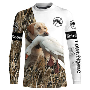 Snow Goose hunting with dog yellow labrador Custom Name All over print Shirt, Hunting gift ideas FSD1968