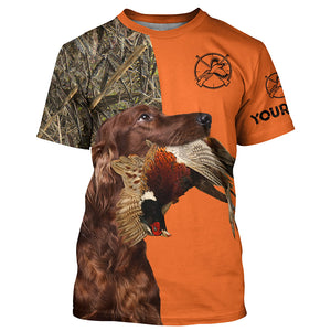 Pheasant hunting with red Irish setter Dogs Customize name 3D All over print Shirts FSD3757