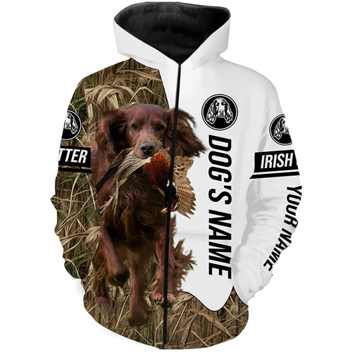 Pheasant hunting with red Irish setter Dogs Customize name 3D All over print Shirts, Hoodie FSD3758