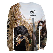 Load image into Gallery viewer, Duck hunting with Dog Black Labs Custom Name All over print Shirts, Duck hunting gifts FSD4013