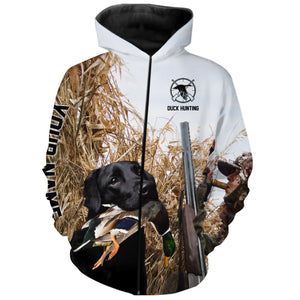 Duck hunting with Dog Black Labs Custom Name All over print Shirts, Duck hunting gifts FSD4013