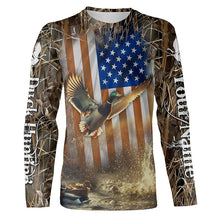 Load image into Gallery viewer, Duck Hunting American flag Waterfowl Camo Custom name Shirts for Men, Kid - Duck hunting gifts FSD2114