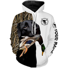 Load image into Gallery viewer, Duck hunting with Black lab custom Name 3D All over print shirt, hoodie, long sleeves Hunting gifts FSD437