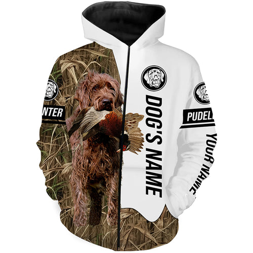 Pheasant Hunting with Pudelpointer Dog Custom Name Camo Full Printing Shirts, Hunting dog bird Hunter - FSD2771