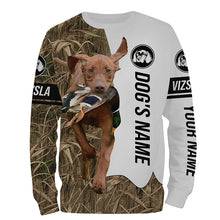 Load image into Gallery viewer, Duck Hunting with Vizsla Dog Custom Name Camo Full Printing Shirts, Gundog hunting Shirt - FSD2776