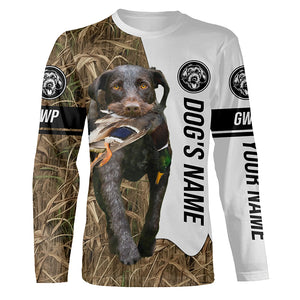 Duck Hunting with GWP German wirehaired pointers Dog Custom Name Camo Full Printing Shirts, Personalized Hunting gift - FSD2779